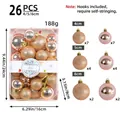 Set of 26 rose gold Christmas ball ornaments in mixed sizes and glittery finishes - 26pcs Set (4/5/6cm Mixed) / Champagne