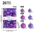 26pcs purple Christmas ball ornaments set with glitter and matte finishes - 26pcs Set (4/5/6cm Mixed) / Purple