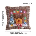 Plüsch-LED-Weihnachtskissenbezug mit Rentier-Design und braunem Fellbesatz, 40x40cm - Hirsch