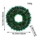 42cm Green and black Christmas tinsel wreath with 150g weight for holiday decor - 42 cm / Green