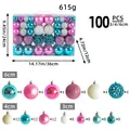 100 Piece assorted Christmas ball ornaments set in pink blue and white finishes - 100 Pieces/Pack (3/4/6cm) / Blue & Pink