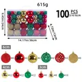 100-piece Christmas ball ornament set in red, gold and green with assorted sizes - 100 Pieces/Pack (3/4/6cm) / Red Green and Gold