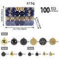 100-piece gold and black Christmas ball ornament set in 3cm, 4cm, and 6cm sizes - 100 Pieces/Pack (3/4/6cm) / Black Gold Style