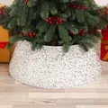 White sparkling sequined Christmas tree collar for elegant holiday home floor decoration - Sequin Style (N2-28) / S / Silver