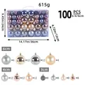 100-piece assorted size Christmas ball set in clear gift box for holiday decor - 100 Pieces/Pack (3/4/6cm) / Gold & Silver