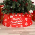 Traditional red Christmas tree collar featuring reindeer and Merry Christmas text - Christmas Sleigh Style (N2-33) / S / Red