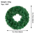 Corona de Navidad de PVC verde de 15,75 pulgadas para colgar en puertas y decoración festiva - EE1-17 (Guirnalda 40cm 100 Puntas)