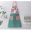 Festive Christmas linen apron featuring a snowman print and stripes for kitchen use - Snowman