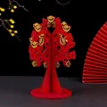 Decorative red and gold wooden money tree for Chinese New Year festival setting - Lucky Tree Style (Red)