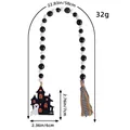 Halloween wooden bead garland featuring ghost castle pendant and tassel, 58cm length - Ghost Castle Style (AA2-39) / Ghost Castle Style