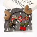 Christmas hair accessory set with reindeer antlers headband and festive ribbon clips - Brown Antler Glasses Set (S1-7)
