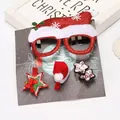 Festive Christmas accessory set featuring glitter glasses and themed plush hair clips. - Red Christmas Hat Glasses Set (S1-8)