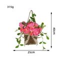 Artificial pink peony hanging flower basket home wall decor, size 40cm x 25cm, 315g - Rose Wreath Hanging Basket (H1-25)