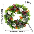 Herbstlicher Eukalyptus-Kranz mit bunten Blumen und weißen Kürbissen, 45 cm Durchmesser - Eukalyptus Kürbis Kranz 45cm