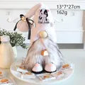 Cute cow themed plush gnome doll ornament 13x7x27cm 162g white and grey cow print - Cow Bell Style (D2-36) / 13x7x27cm
