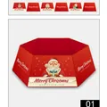 Red hexagonal Christmas tree collar with Santa Claus illustration and festive text - Santa Claus and Snowflakes (001)