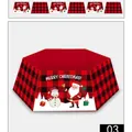 Red and black buffalo plaid Christmas tree collar featuring Santa and snowman design - Plaid Santa and Snowman (003)