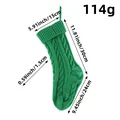 Green cable knit Christmas stocking gift bag with size dimensions and weight specs - Twisted Texture / Green