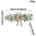 Artificial 60cm flocked eucalyptus leaf horizontal garland wreath with burlap bow detail - J2-42 Eucalyptus Leaf Horizontal Hanging