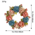 Decorative artificial blue and pink hydrangea wreath with 15.75 inch diameter size - Blue Pink
