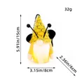 Bee festival plush gnome with LED lights and wings, dimensions 5.91 inches high - Black Wing Plaid Hat