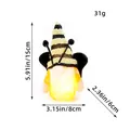 Glowing bee festival gnome plush decoration with wings, dimensions 15x8x6cm and 31g - Black Wing Striped Hat