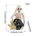 Decorative Halloween skeleton figurine resin ornament with black roses, dimensions 14cm - Skeleton Holding Rose Style (X3-18)