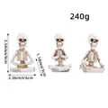 Set of three meditating skeleton resin figurines for Zen Halloween home decoration - Meditation Pose (B3-1)