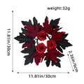 Halloween Kerzenring Kranz mit roten Rosen und schwarzen Ahornblättern, 30 cm Durchmesser - Rote Rose & Schwarzes Ahornblatt Stil