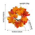 Herbstlicher Ahornblatt-Kerzenkranz mit roten Beeren, 23 cm Tischdekoration für Partys - Orangerotes Ahornblatt & Rote Beere Stil