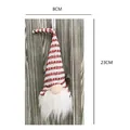 Guide de taille gnome de Noël 8x23cm avec bonnet rayé et barbe blanche duveteuse - Gnome Scandinave - Rayures Rouges