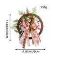 Couronne de Noël rustique en roue de bois avec grand nœud à carreaux et baies rouges - Couronne de Pomme de Pin Roue Rouge Vintage (H3-32) / Diamètre 30cm (Sans Pommes de Pin)