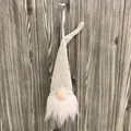 Gnome de Noël tricoté de style nordique avec paillettes blanches et barbe - Gnome Scandinave - Beige Doré