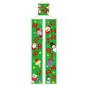 Christmas decorative door banner set featuring Merry Christmas text and cute cartoon characters - X2-17 Christmas Couplet Hanging Cloth Green