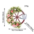 Rustikaler Blumenradkranz mit Gießkannendetail, Höhe 50 cm Abmessung - Frühlings-Gießkannen-Radkranz (K1-31) / 50x46cm