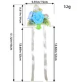 Handmade blue rose bridesmaid wrist corsage with long ribbons measurement details - Blue