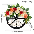 Dekorativer 40cm Holz-Wagenrad-Kranz mit künstlichen Rosen und Hello-Schild-Dekor - Pfingstrosen-Radkranz (W3-6) / 40cm Durchmesser