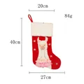 Decorative Christmas stocking featuring a cute alpaca design and measurements 40cm x 27cm - Alpaca Lace Skirt Style (M2-30) / Pink Christmas Sock