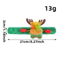 Glowing LED Christmas reindeer slap bracelet with green sequins, 21cm festive toy - T1-31 Reindeer (Sequin Lighted)