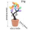 Potted colorful Easter egg tree decoration with height and width measurement markers - Silver Speckled Colorful Egg Style (AA3-57)