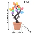 Easter egg tree potted plant decoration with colorful speckled eggs and dimensions. - Black Speckled Colorful Egg Style (AA3-55)
