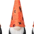 Halloween plush gnome decoration with orange hat featuring Trick or Treat pattern - Orange Hat Boo(Z3-23)