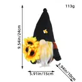 Poupée en peluche de gnome tournesol abeille avec dimensions 24x15cm pour décoration - Tournesol Noir (E1-6) / Base de Sable en Plastique