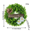 Artificial eucalyptus wreath with home sweet home wooden sign for front door decoration - Wreath with Two White Flowers (H2-26) / 45cm