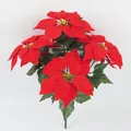 Realistic red velvet poinsettia flower bouquet for festive Christmas home decoration. - 5-Head Style (X1-14)