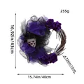 Halloween skull wreath with purple roses, top hat and skeleton hands dimensions 255g - Ghost Hand Purple Rose Style (R1-33)