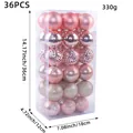 Set of 36 pink Christmas baubles in assorted matte, glossy, and glitter finishes - Rose Gold (R2-31)