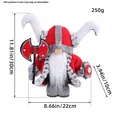 Handmade Viking gnome plush doll with axe and shield decoration, 30cm height SKU display. - Viking Warrior (Red) / Red
