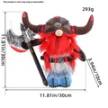 Handcrafted Viking pirate gnome doll with red beard and silver battle axe ornament - Brown