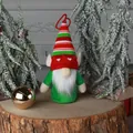 Cute glowing Christmas gnome hanging doll with striped hat and long white beard decoration - Elf Ears Male